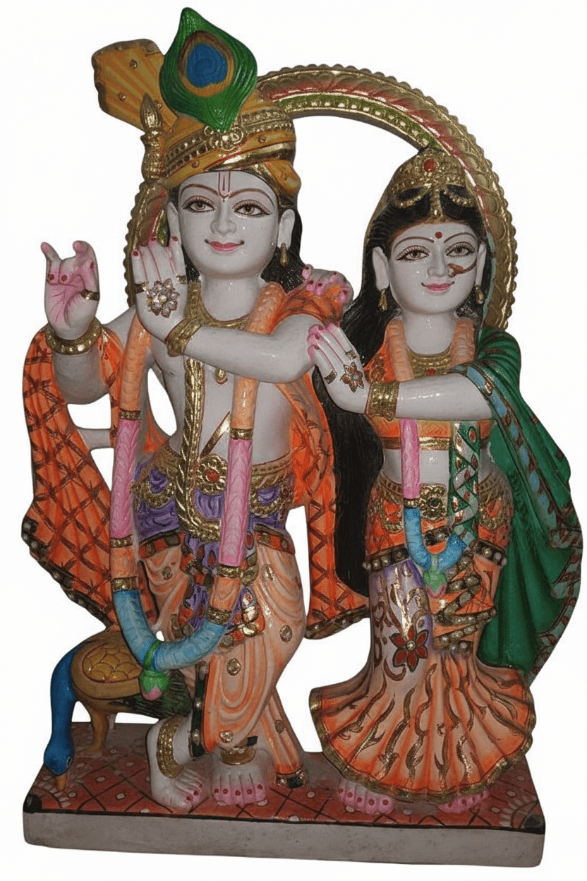 Radha Krishna Murti - 2 Feet | White Marble
