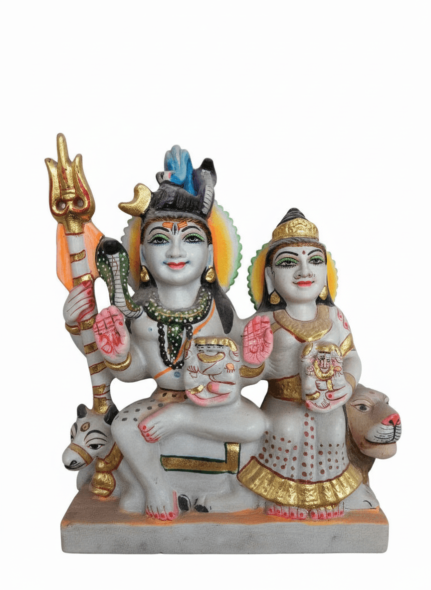 Shiv Parwati Murti - 1 Feet | Dust Marble