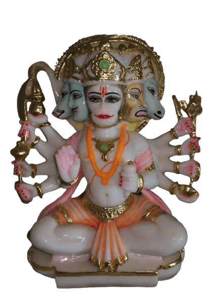 Sitting Panchmukhi Hanuman Murti - 9 inch | Dust Marble