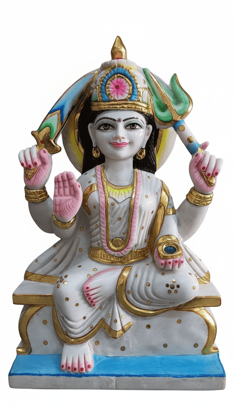 Santoshi Mata Marble Murti | 2.5 Feet White Marble Handcrafted Idol